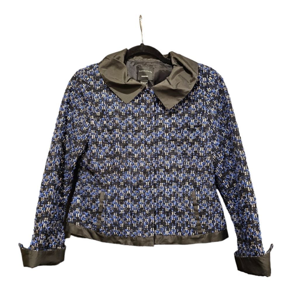 DONCASTER Blue Metallic Tweed Jacket - Size 6
